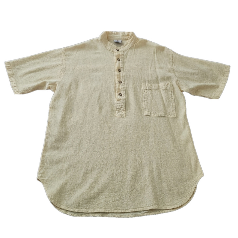 Sea Breeze Of California Cotton Beach Short Sleeve Top Butter Yellow Men Small